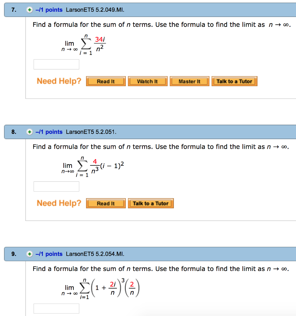 Solved Find a formula for the sum of n terms. Use the | Chegg.com
