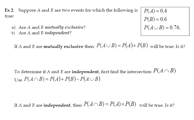 Solved Ex 2. Suppose A And B Are Two Events For Which The | Chegg.com