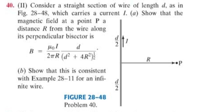 Solved 40. (II) Consider a straight section of wire of | Chegg.com