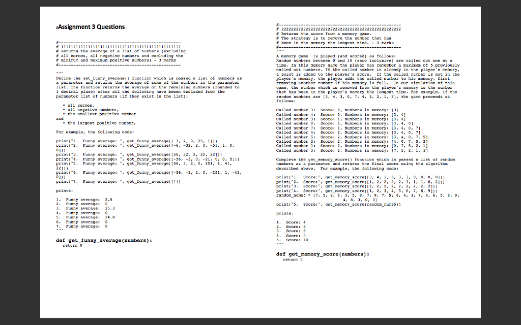 Assignment 3 -PYTHON LISTS Due: 4:30pm, May8 worth 2% | Chegg.com