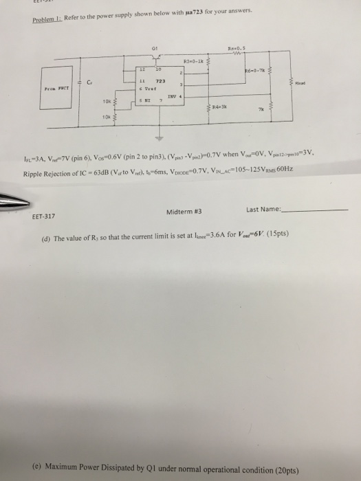 Refer to the power supply shown below with mua 723 | Chegg.com