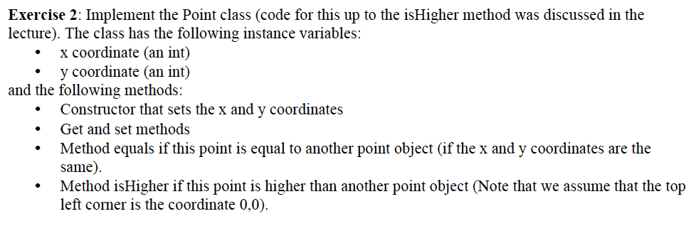 Solved Implement the Point class (code for this up to the | Chegg.com
