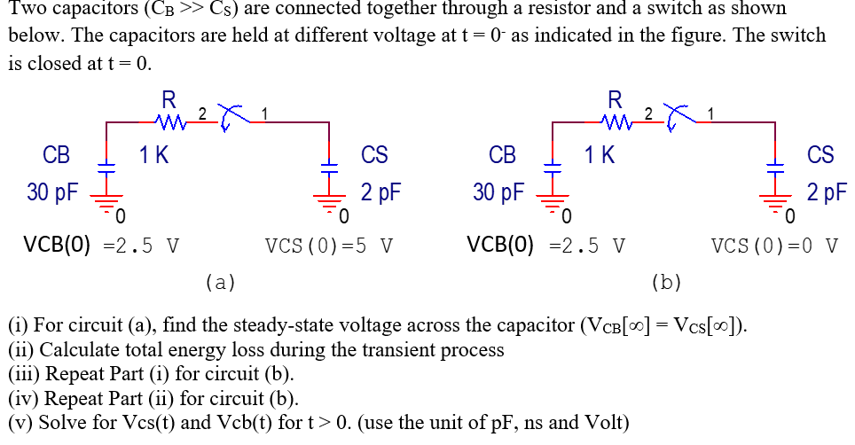 Solved Iwo capacitors (CB >> Cs) are connected together