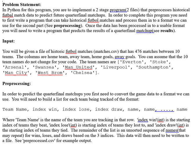 Problem Statement: In Python for this program, you | Chegg.com