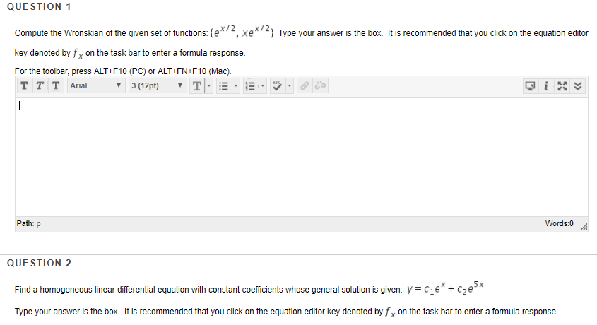 Solved Compute the Wronskian of the given set of functions: | Chegg.com