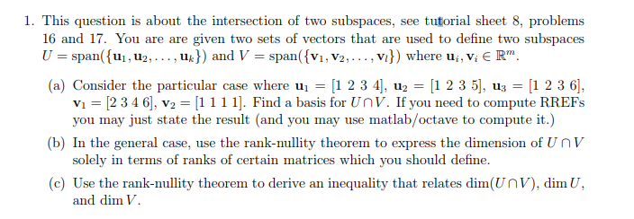 Solved 1. This question is about the intersection of two | Chegg.com