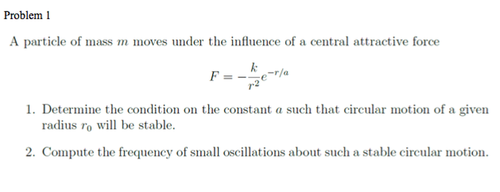 Solved A Particle Of Mass M Moves Under The Influence Of A | Chegg.com