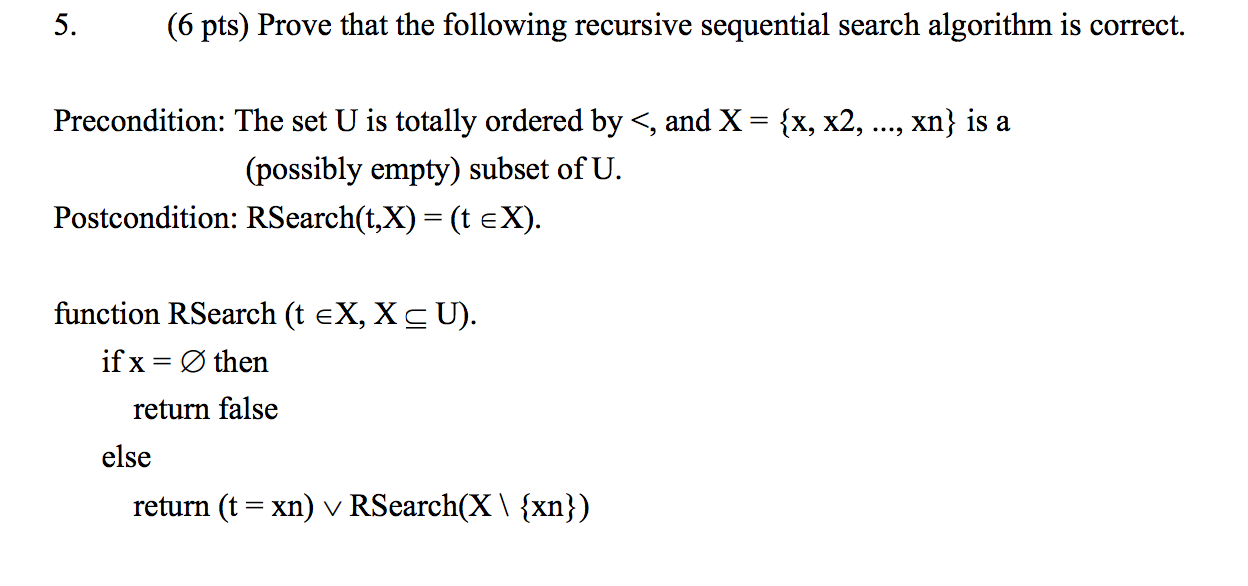 Solved Prove that the following recursive sequential search | Chegg.com