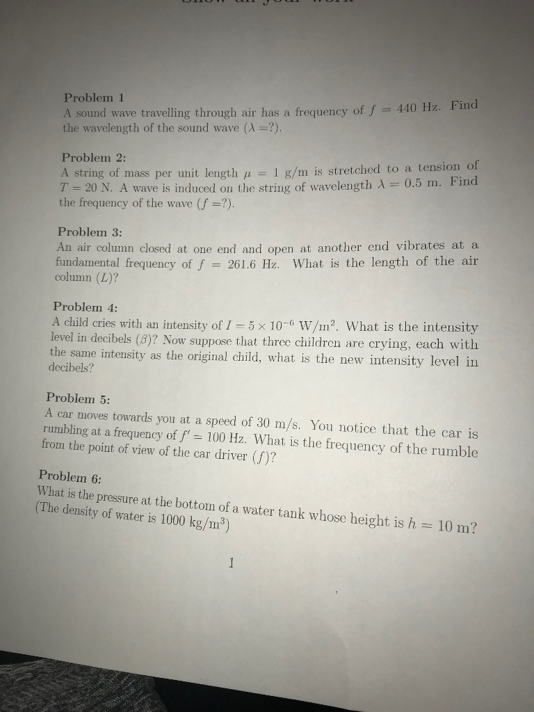 Sound Waves Problem Solved . Find Problem 1 A sound wave travelling through air | Chegg.com