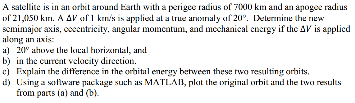 Urgent help, Solve all of Orbital Mechanics problem, | Chegg.com