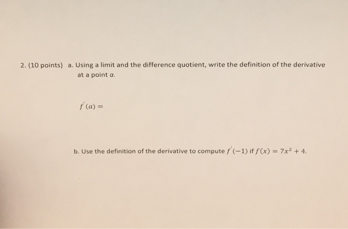 definition of the derivative as the limit of a difference quotient