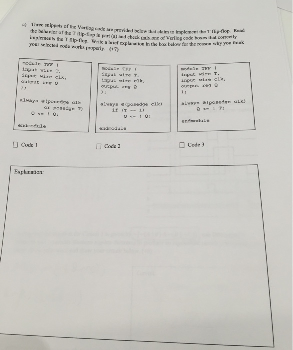 Solved Three snippets of the Verilog code are provided below | Chegg.com
