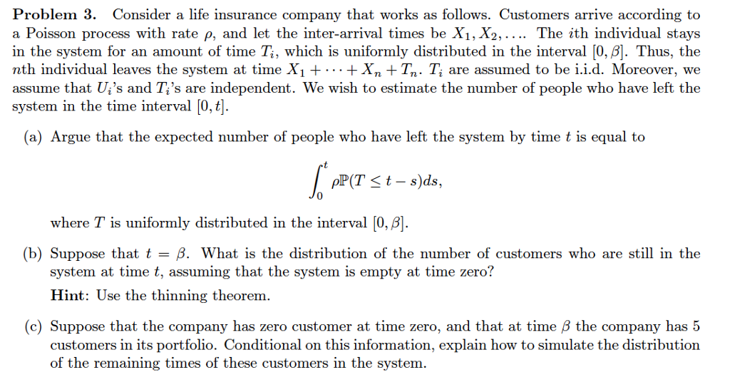 Problem 3 Consider A Life Insurance Company That Chegg Problem 3 Consider A Life Insurance Company That Chegg