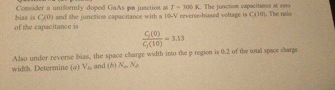 Solved Consider a uniformly doped GaAs pn junction at T-300 | Chegg.com