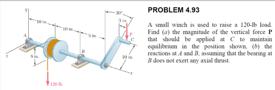 Solved PROBLEM 4.93: A Small Winch Is Used To Raise A 120-lb | Chegg.com