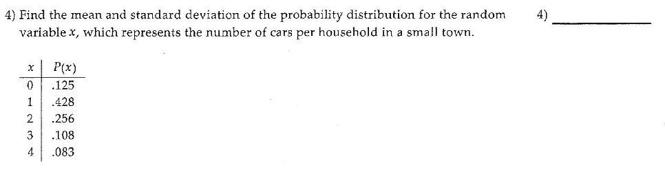Solved Find the mean and standard deviation of the | Chegg.com