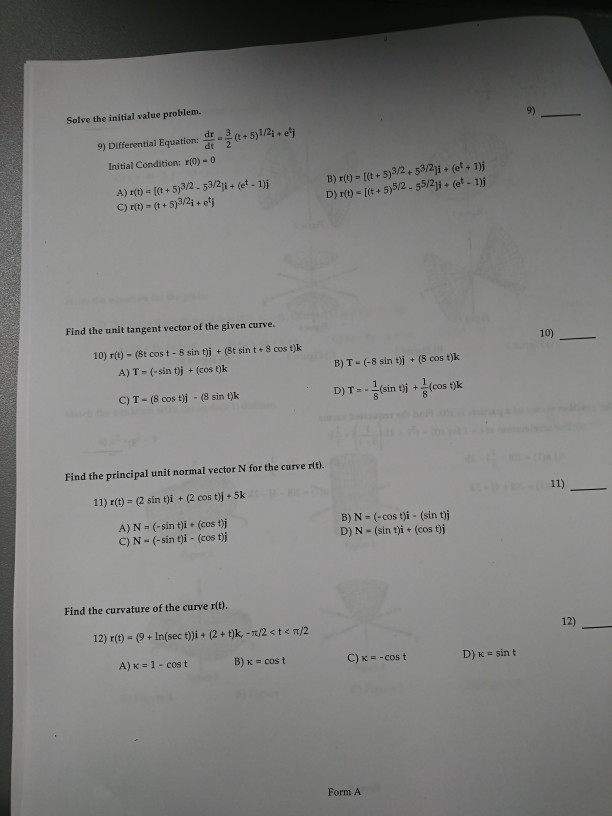 Solved Solve the initial value problem. 9) dr 3 9) | Chegg.com