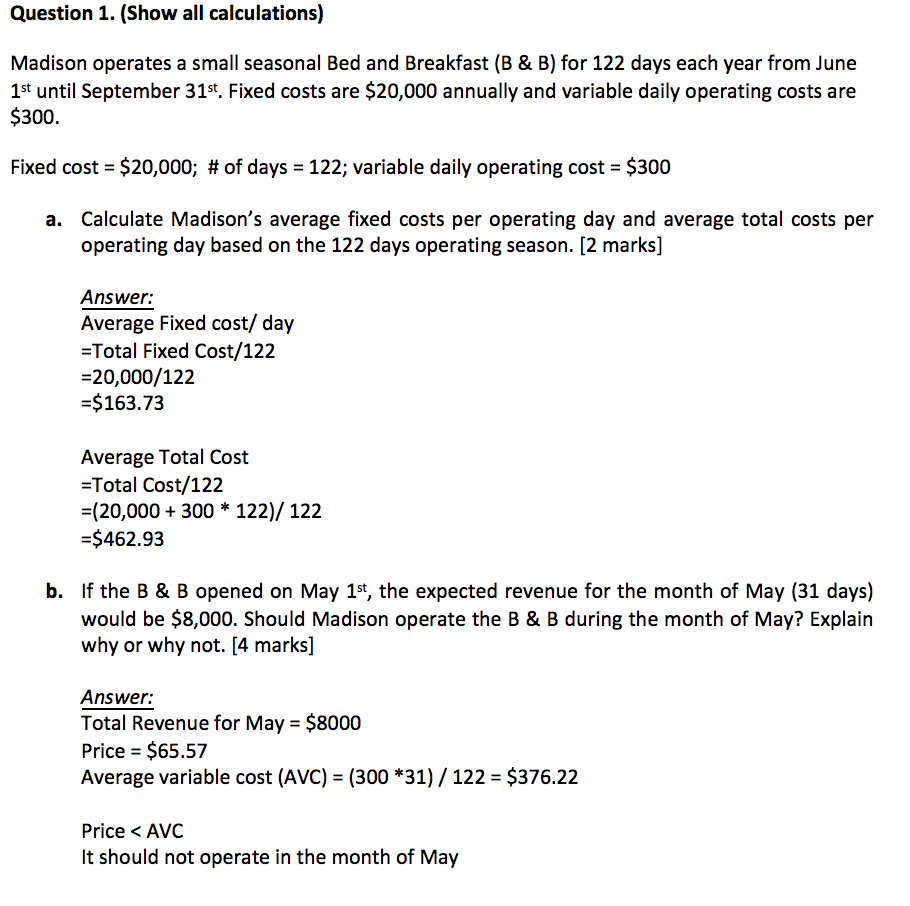 Microeconomics assignment answers edition