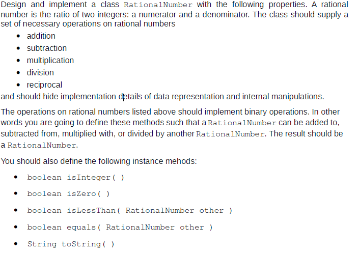 Solved Design and implement a class RationalNumber with the | Chegg.com