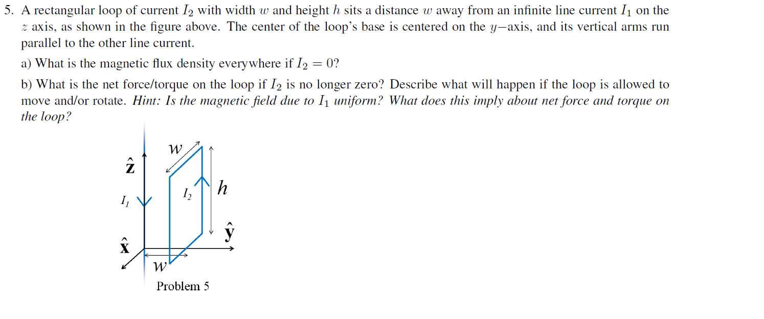 Solved A rectangular loop of current I_2 with width w and | Chegg.com