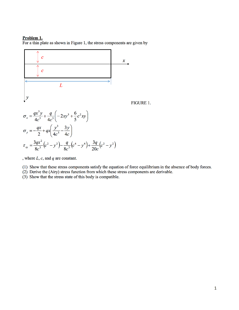 Solved Problenm For a thin plate as shown in Figure 1, the | Chegg.com