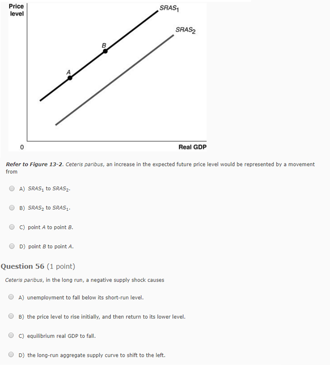 Solved Price level SRAS SRAS2 Real GDP Refer to Figure 13-2. | Chegg.com