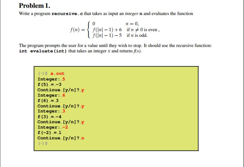 Solved Write a program recursive. c that takes as input an | Chegg.com