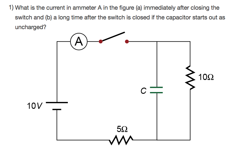 Solved 1) What is the current in ammeter A in the figure (a)