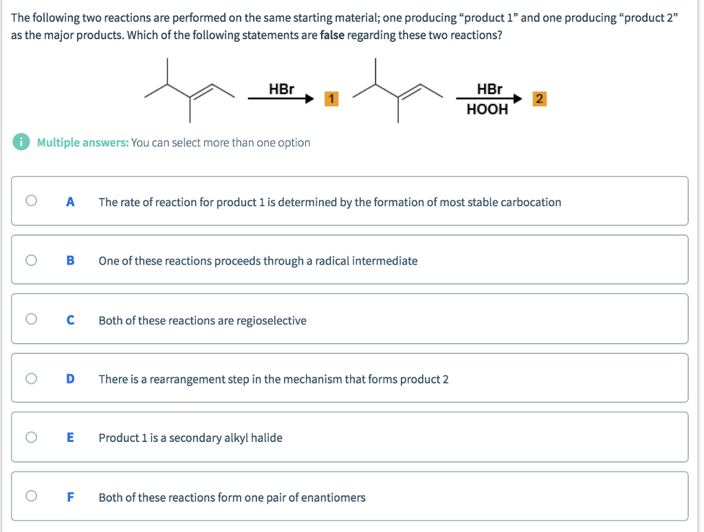 Solved The following two reactions are performed on the same | Chegg.com