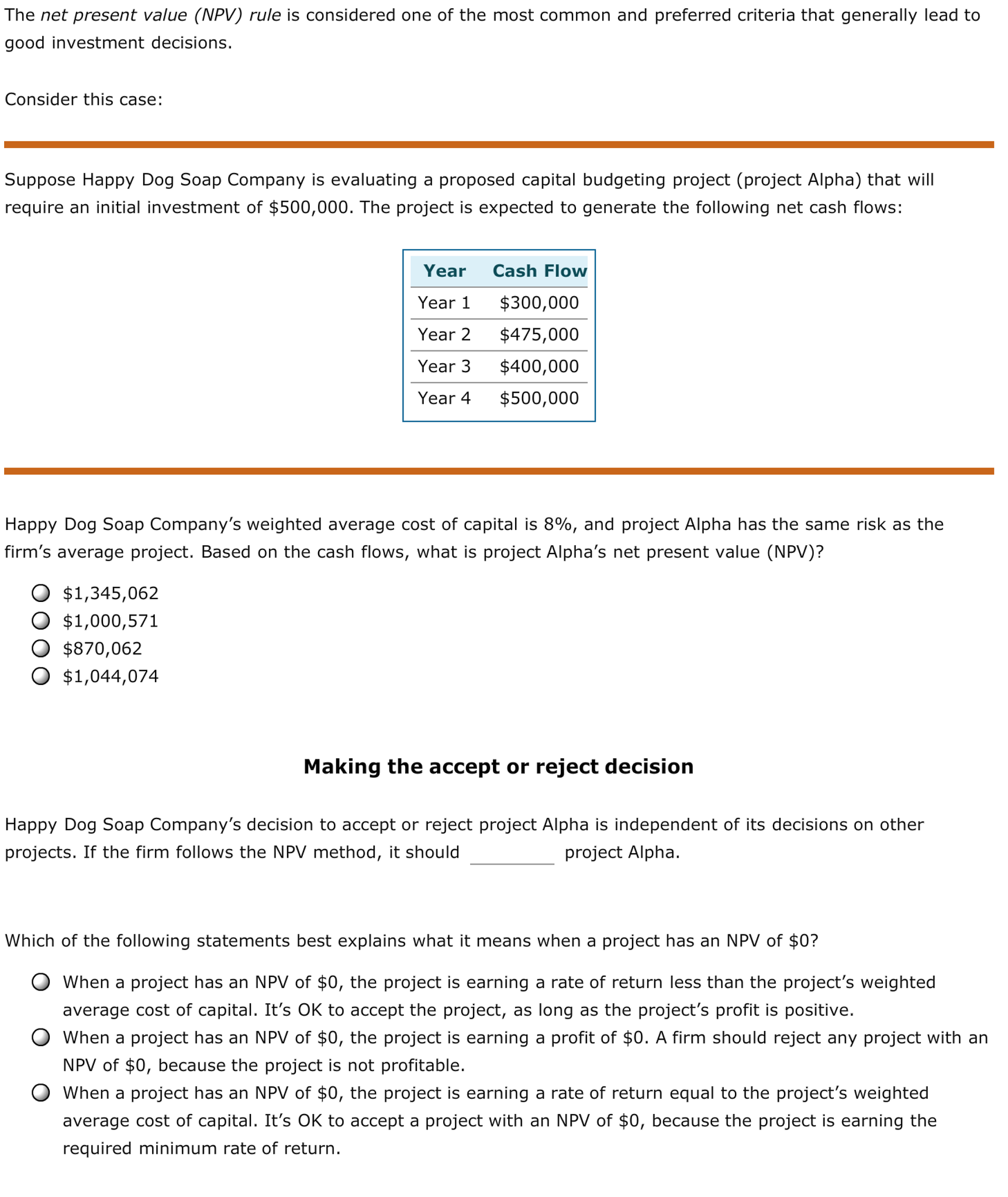 Solved The net present value (NPV) rule is considered one of | Chegg.com