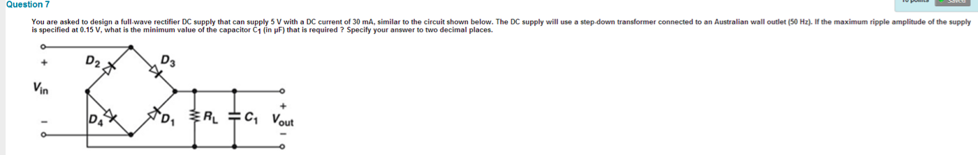 Solved You are asked to design a full wave rectifier DC | Chegg.com