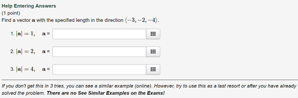 Solved Help Entering Answers (1 point) Find a vector a with | Chegg.com