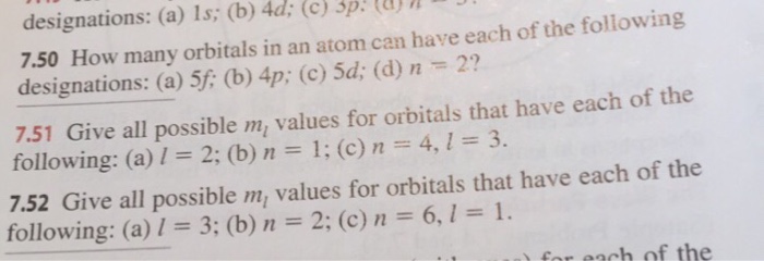 Solved: How Many Orbitals In An Atom Can Have Each Of The | Chegg.com