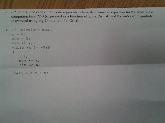 Solved For each of the code segments below, determine an | Chegg.com