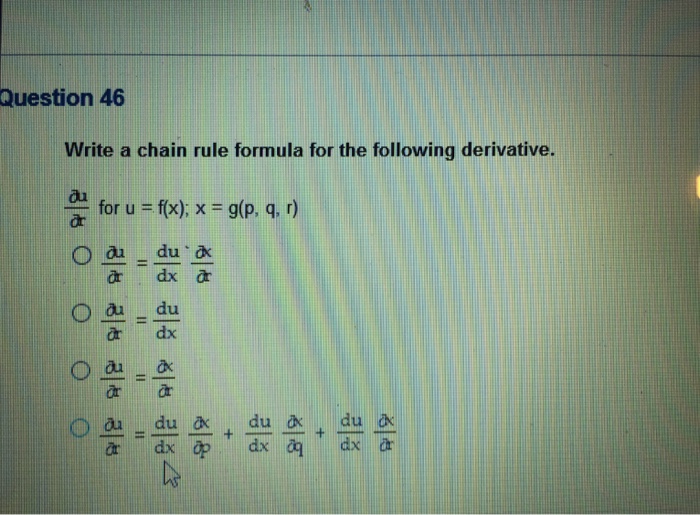 Solved Write a chain rule formula for the following | Chegg.com