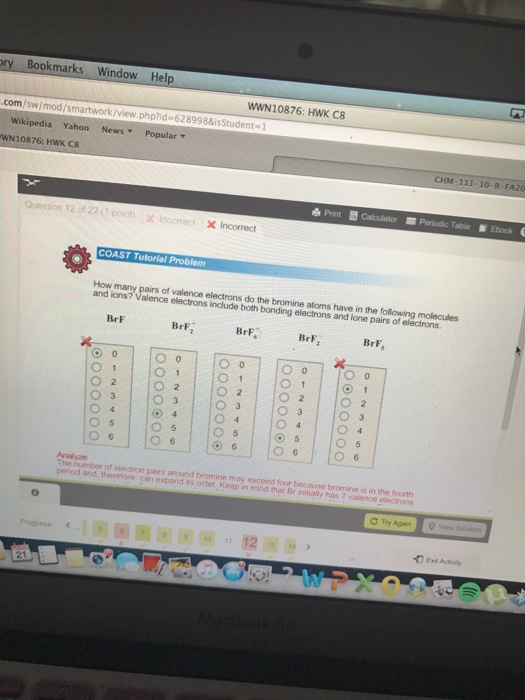 Solved How many pairs of valence electrons do the bromine