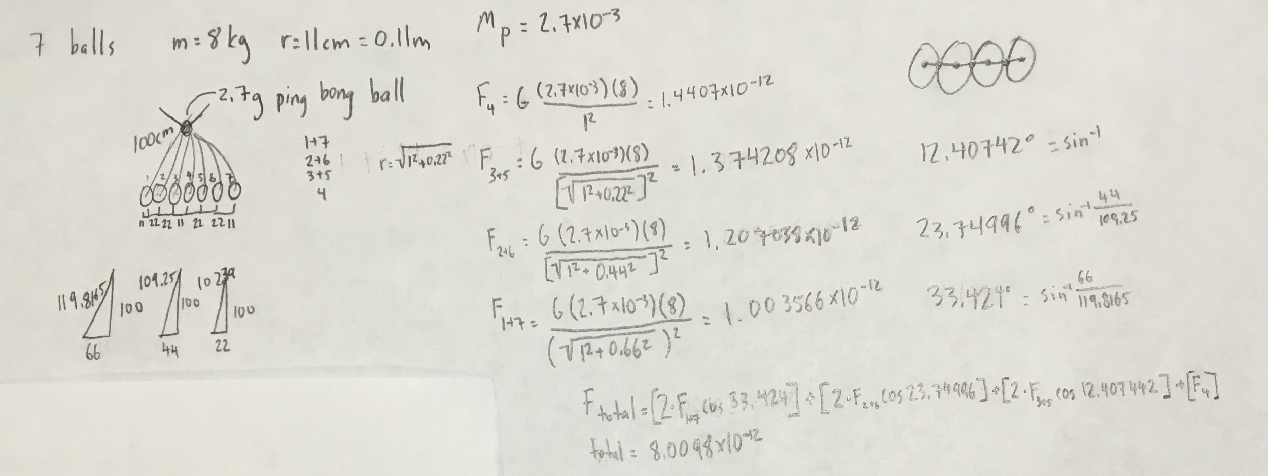 Solved A rack of seven spherical bowling balls (each 8 kg,