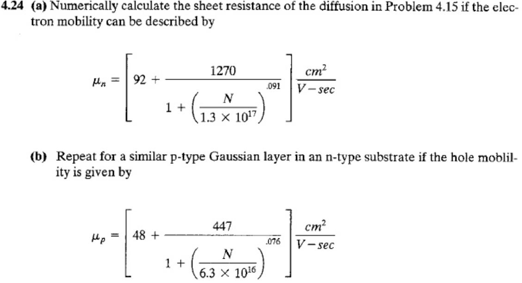 Solved 4 24 a Numerically Calculate The Sheet Resistance Chegg