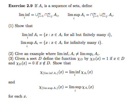 Solved If A_i is a sequence of sets, define lim_i inf = | Chegg.com