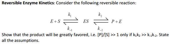 Solved Consider the following reversible reaction: E + S | Chegg.com
