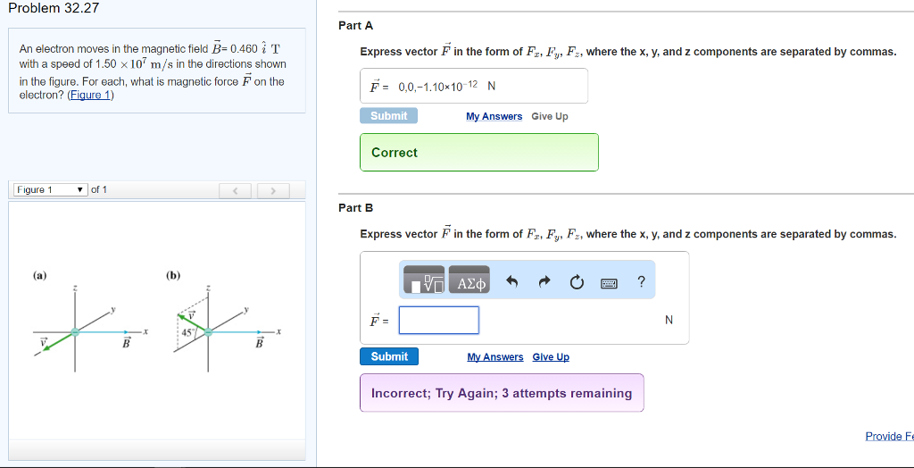 Solved An electron moves in the magnetic field B= 0.460 i T | Chegg.com