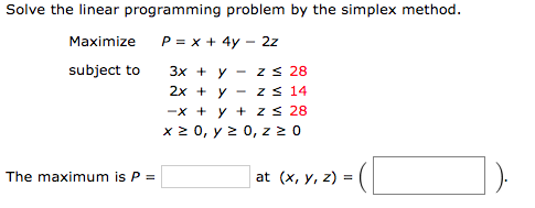 Solved Solve the linear programming problem by the simplex | Chegg.com