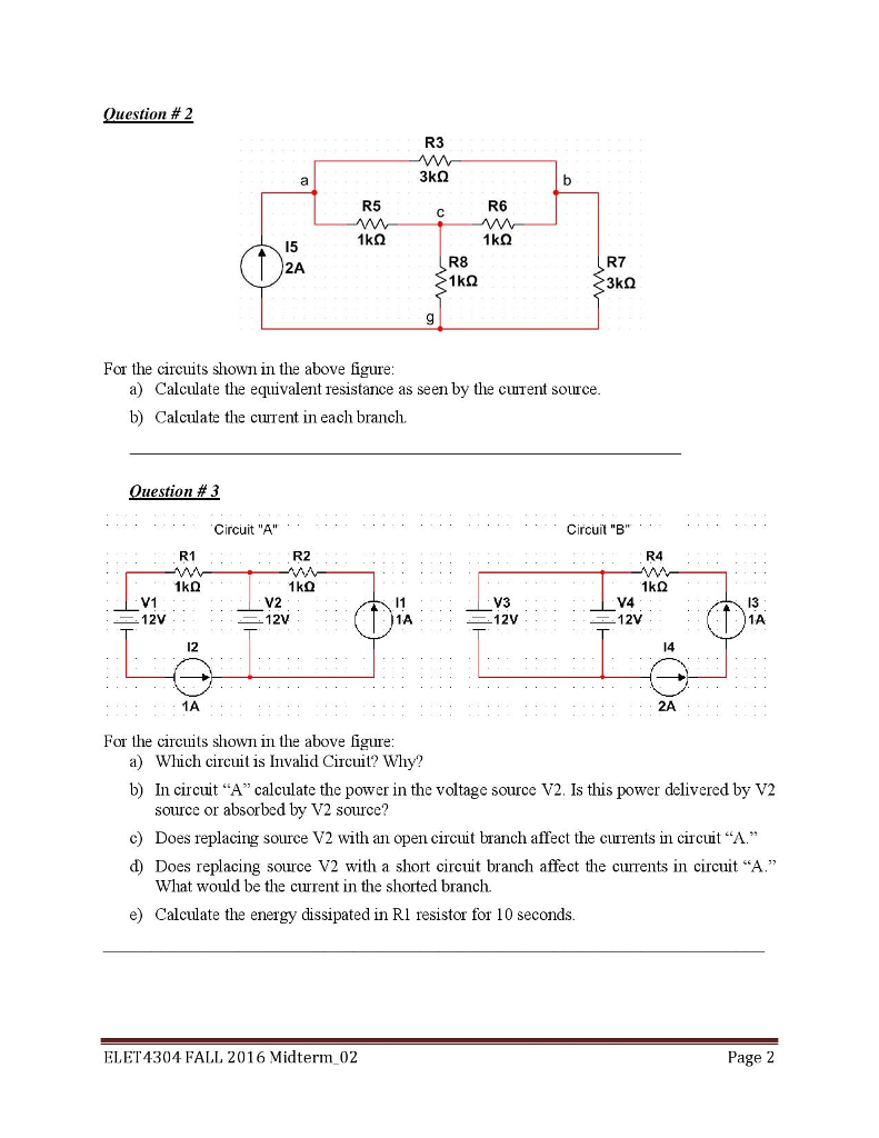 Solved For the circuits shown in the above figure: a) | Chegg.com