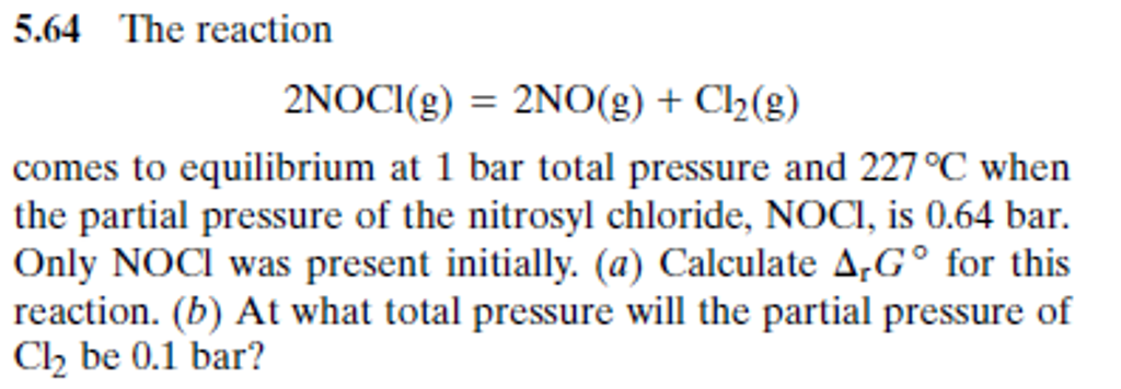 Solved The Reaction 2nocl G 2no G Cl2 G Comes To Chegg Solved The Reaction 2nocl G 2no G Cl2 G Comes To Chegg