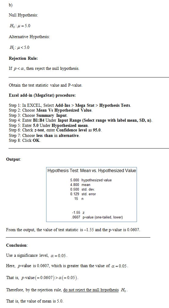 Solved Using The Data And Tests You Did In Question Chegg Com