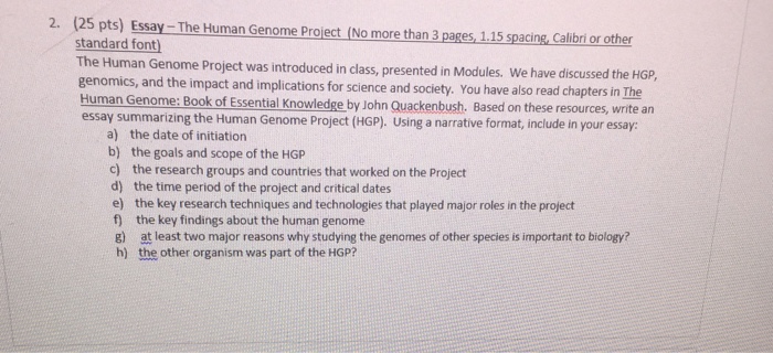 Solved The Human Genome Project was introduced in class, | Chegg.com