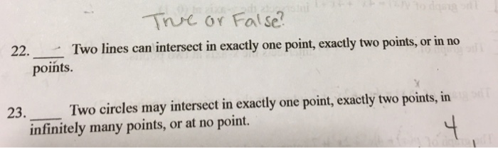 Solved two lines can intersect in exactly one point exactly chegg