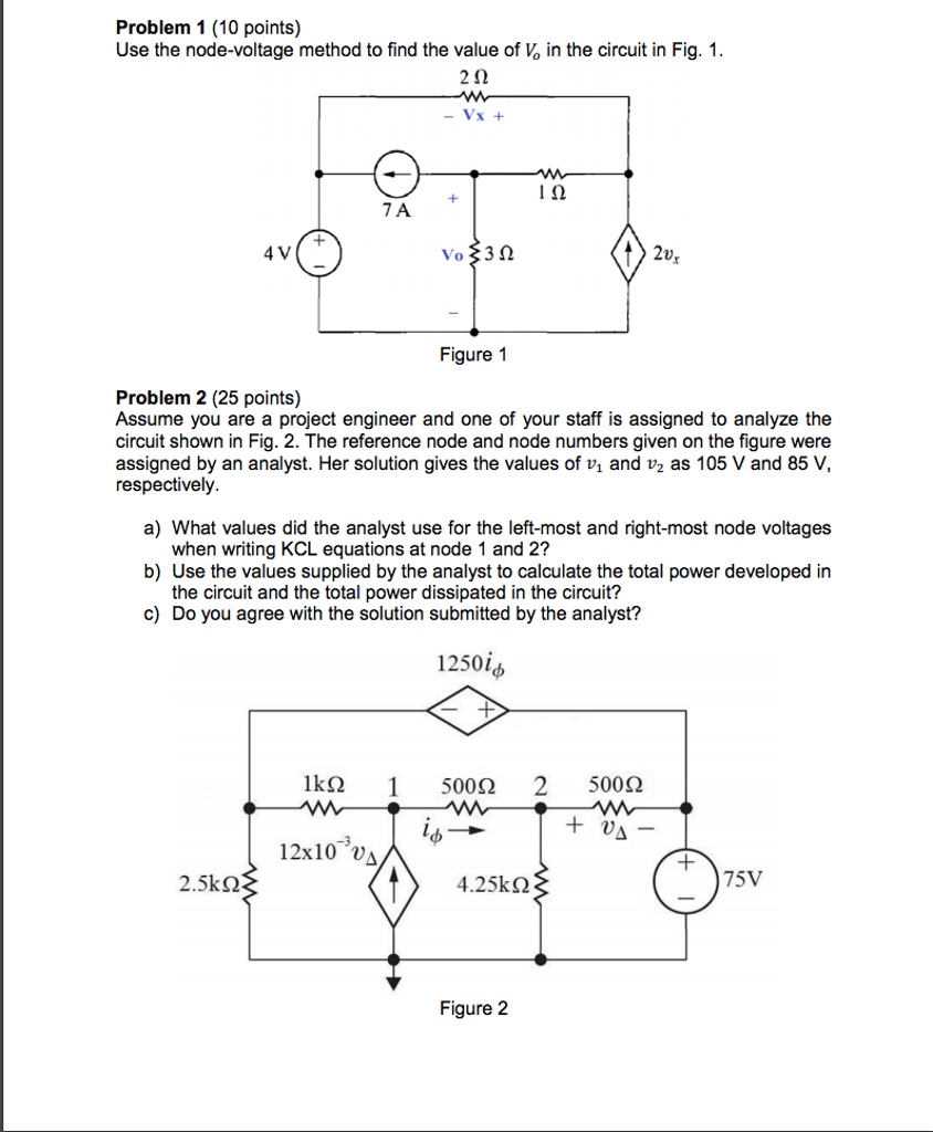 Solved Problem 1 (10 points) Use the node-voltage method to | Chegg.com