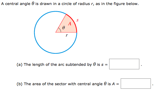 Solved A central angle theta is drawn in a circle of radius | Chegg.com