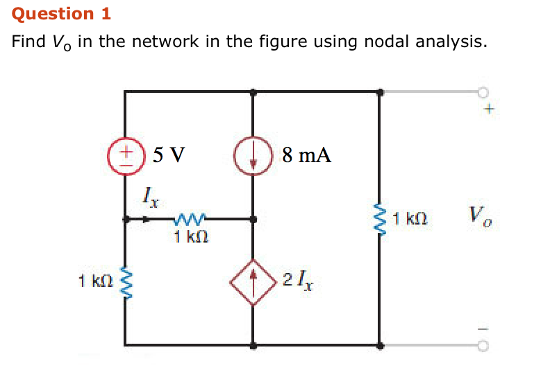 Solved Question 1 Find Vo In The Network In The Figure Using